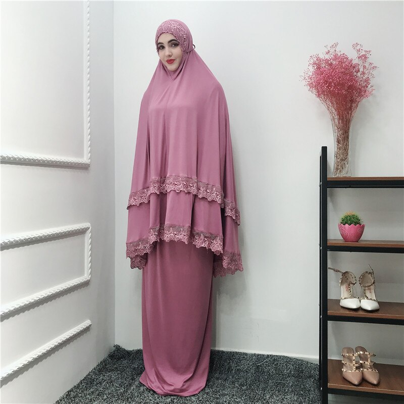 Muslimska ramadan böne plagg uppsättningar dyrka mantel kvinnor klänning turkiskt bröllop eid maxi dubai marockanska kaftan islamiska ropa 2 pecs