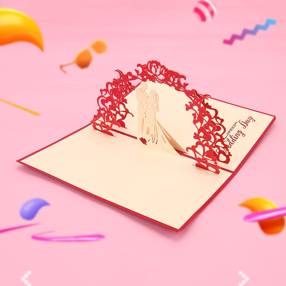 Tarjetas Pop-UP 3D, de San Valentín, postal de amor, invitaciones de boda románticas, tarjetas de felicitación, de aniversario