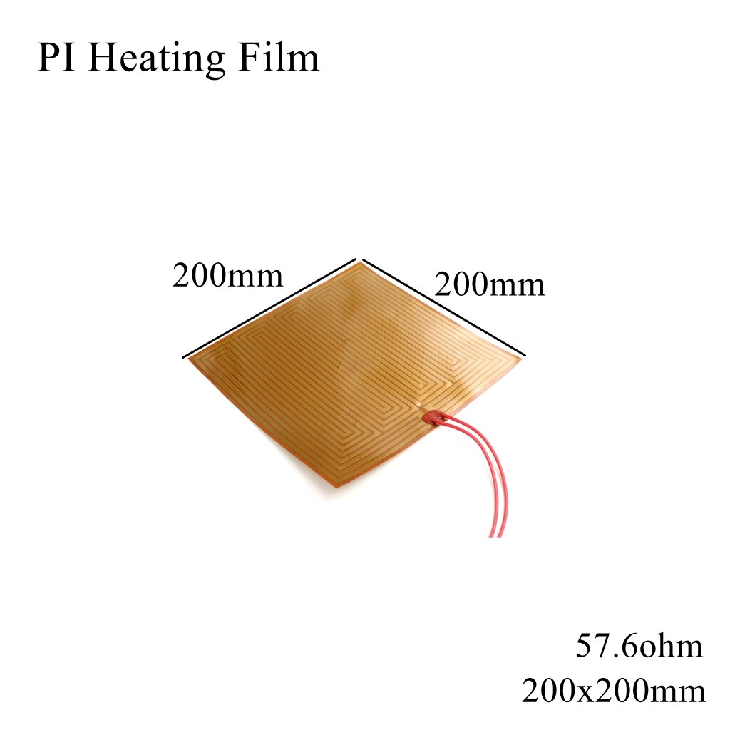 150X120Mm 5V 12V 24V 110V 220V Pi Verwarming Film Polyimide Adhesive Elektrische heater Plaat Panel Pad Mat Brandstof Folie Olie Motor Tank: 200x200mm