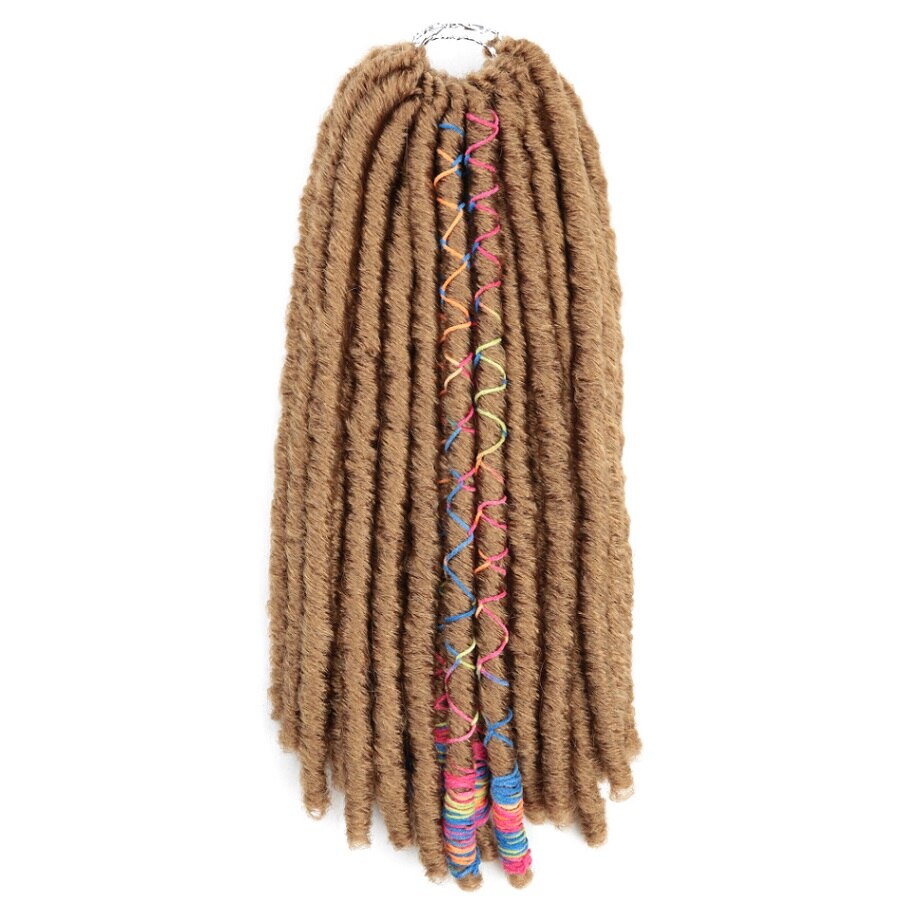 Golden beauty 18 " lange faux locs syntetiske flette hår extensions bløde hæklede fletninger hår med farve linje dreadlocks styles: #27 / 7 stk / parti