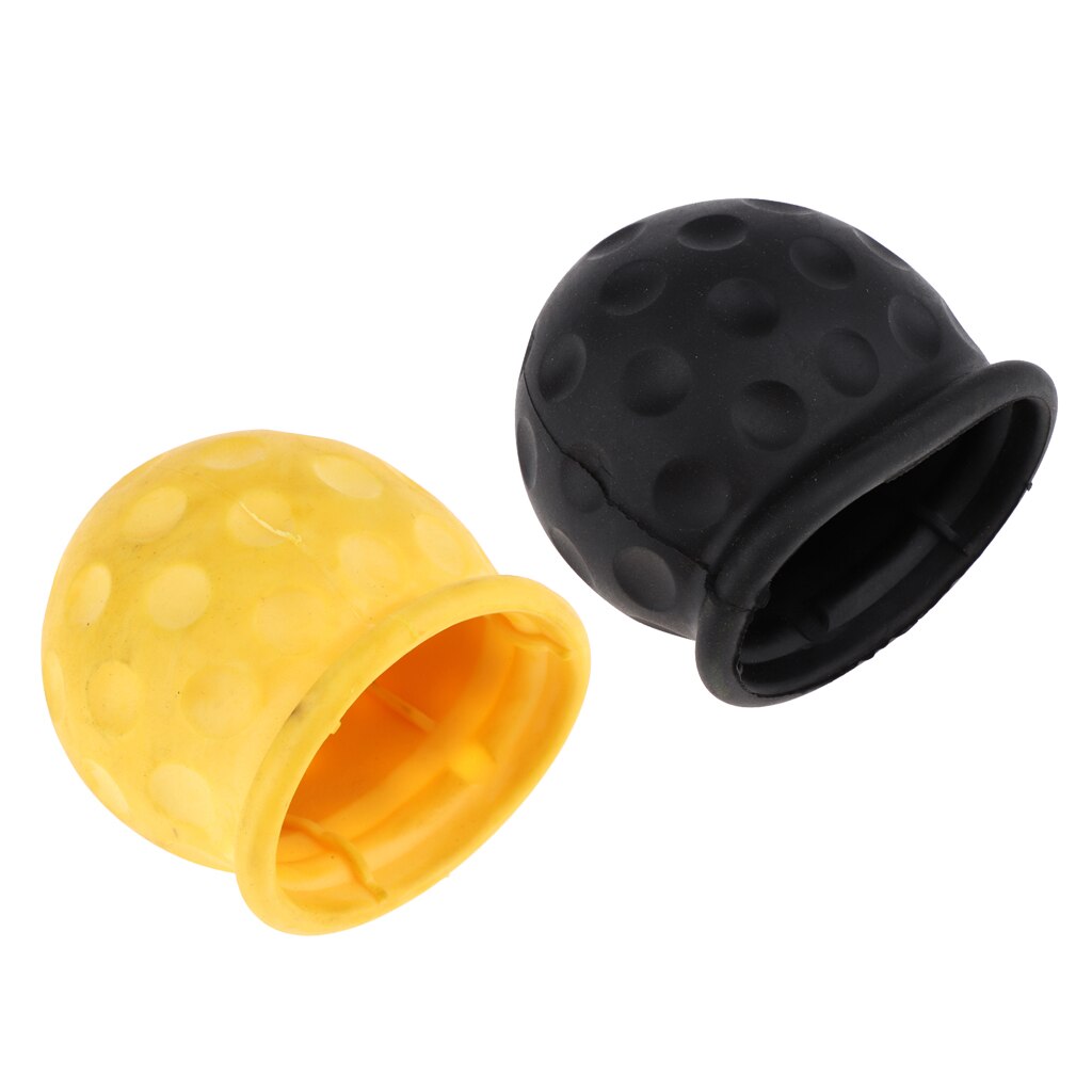 2x Car Durable Rubber Tow Ball Cap - Tow Cover - Yellow+Black