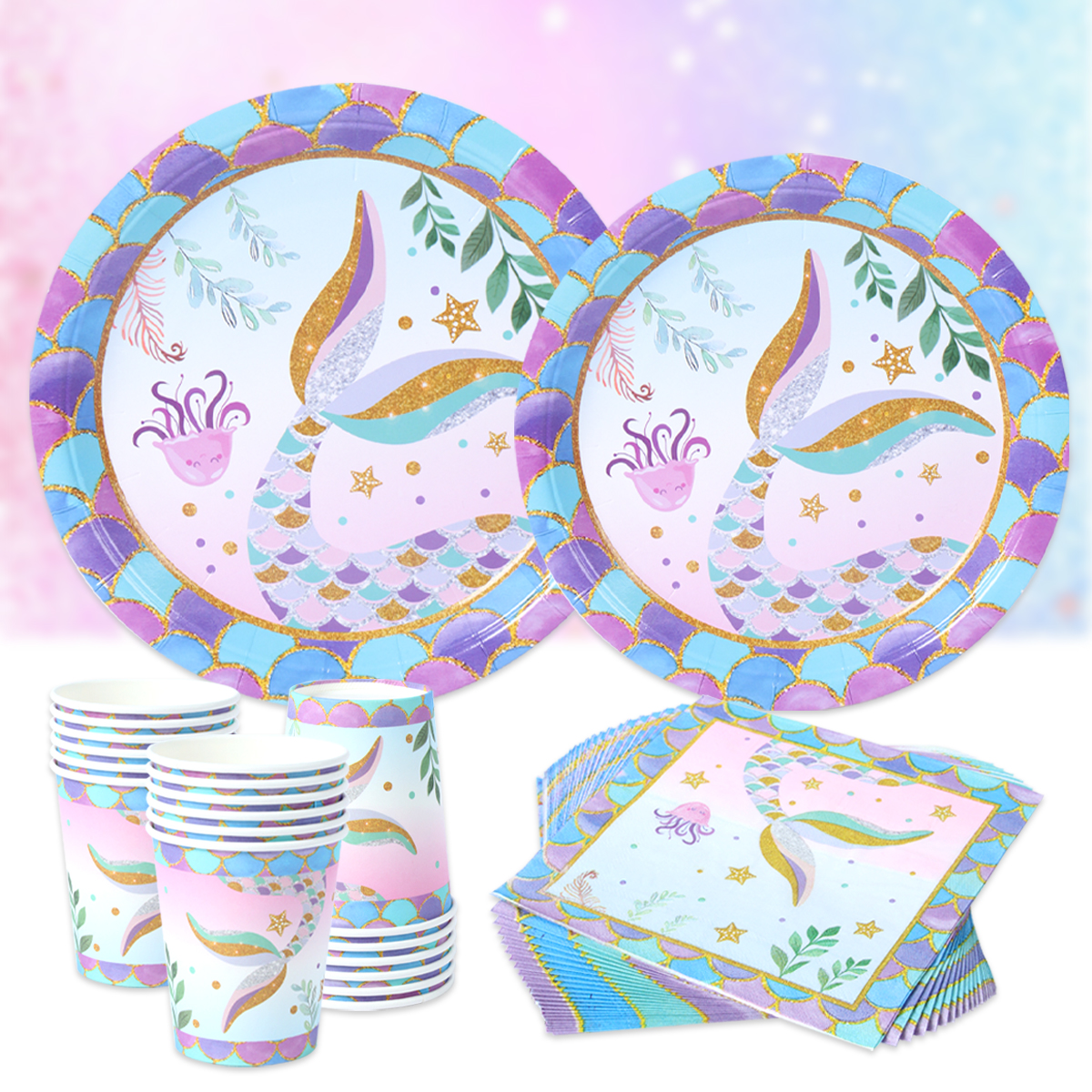 Nappe de table petite sirène, décoration de fête d'anniversaire, 1er anniversaire pour fille sous la mer, fournitures de fête pour réception pour bébé