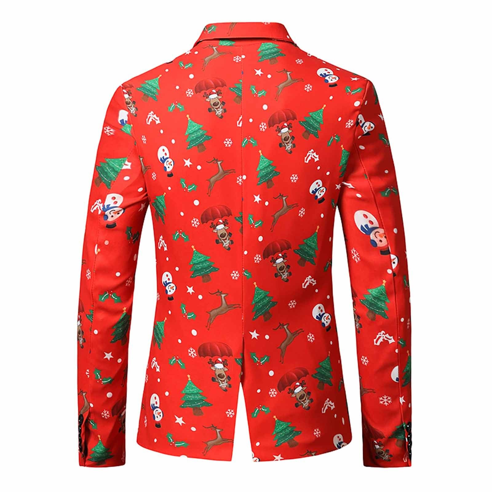 Fahion Men's Coat Christmas Suit Jacket Matching Novelty Snowmen Adults Xmas Fancy Dress Male Men Suit top Overcoat