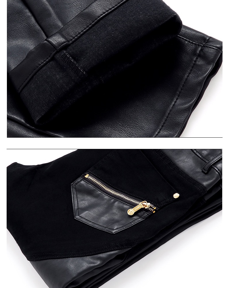 Pantalones vaqueros ajustados de cuero para hombre, pantalón informal, 28, 36, ACL73, novedad