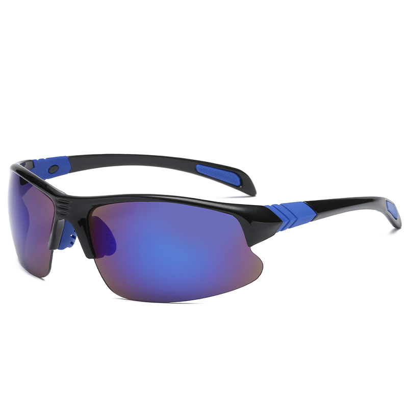Outdoor Anti-Uv Vissen Zonnebril Hd Anti-Glare Vissen Bril Sport Klimmen Fietsen Goggles Unisex Rijden Wandelen Eyewear: Black Blue
