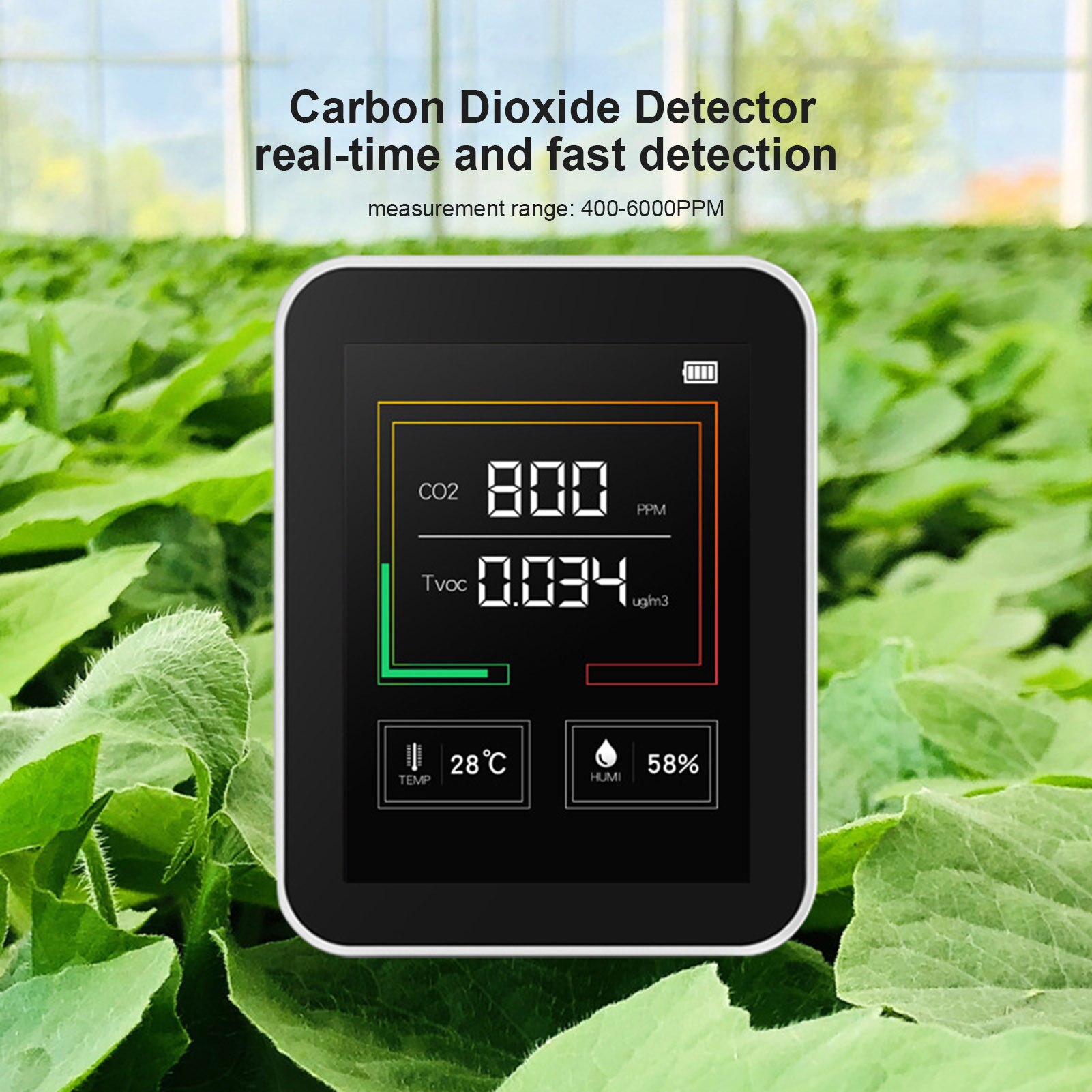 CO2 Concentration Detector Indoor Pollutant TVOC Air Analysis Temperature and Humidity Detection Portable Detector