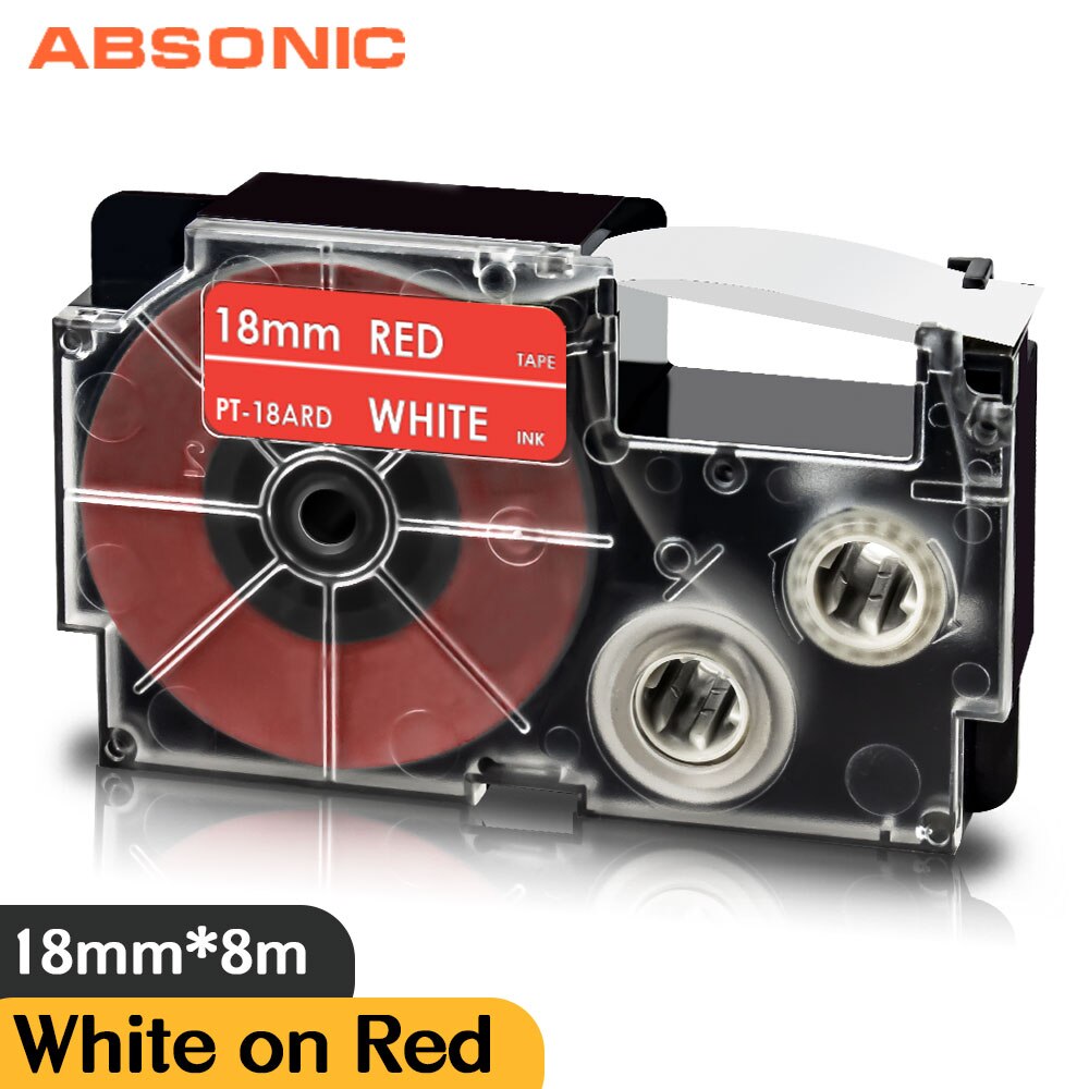 Absonic mieszana drukarka kolorowa wstążka XR-18X XR-18WE XR-18RD XR-18BU XR-18YW XR-18GN 18mm taśma z etykietami kompatybilna z etykietą Caiso: White on Red