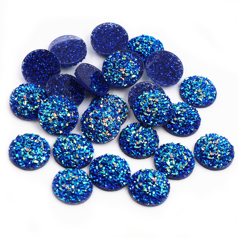 Nowa moda 40 sztuk 12mm Mix niebieski kolory kwiat styl z płaskim z powrotem Cabochons żywiczne Cameo: AD4-09