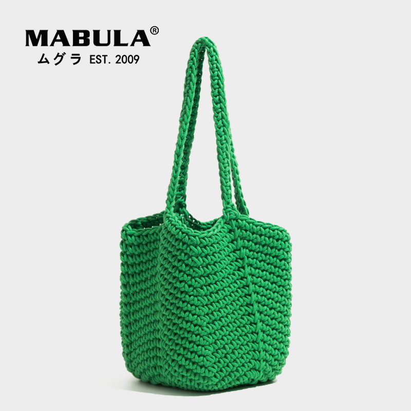 Mabula häkel-schultertaschen für damen, umweltfreundliche, handgewebte beuteltaschen aus weicher baumwolle, schlicht und stilvoll, lässige tragetaschen