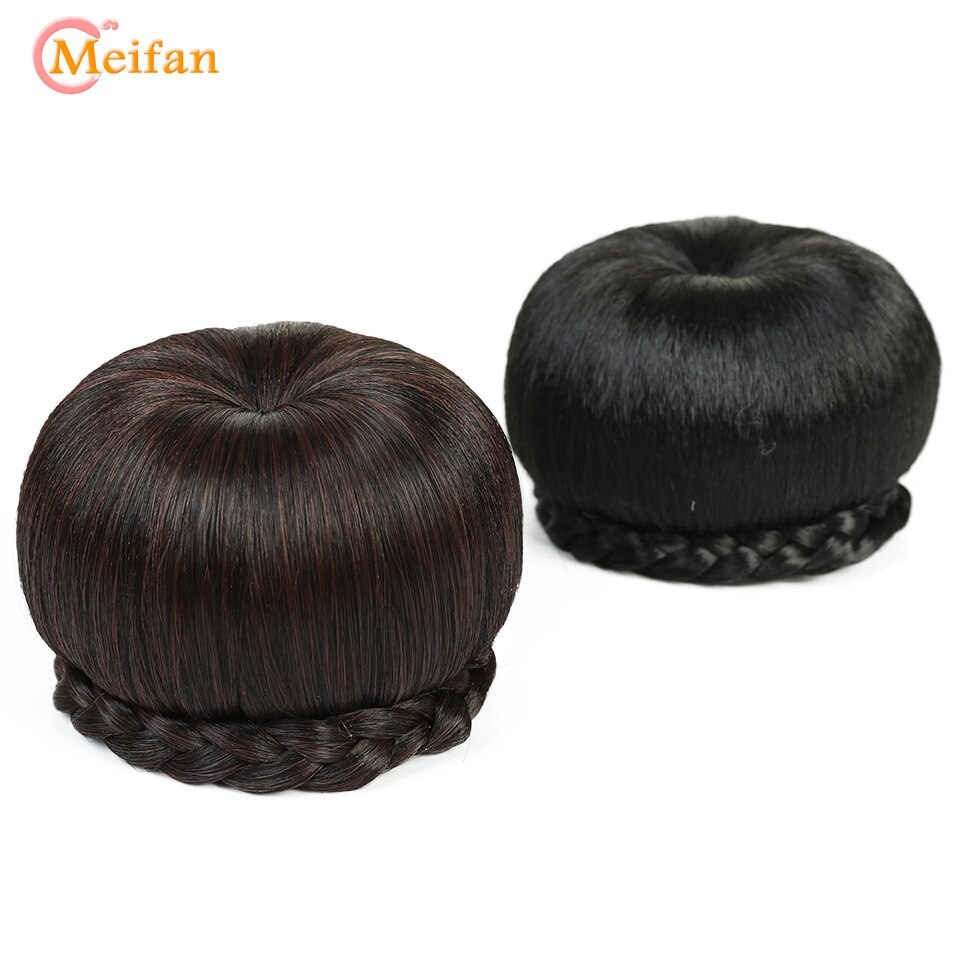 MEIFAN prosto koki dla kobiet włosów pączek rolki wysokiej temperatury włókna syntetyczne włosy doczepiane spinacz w przyrząd robić koka z włosów