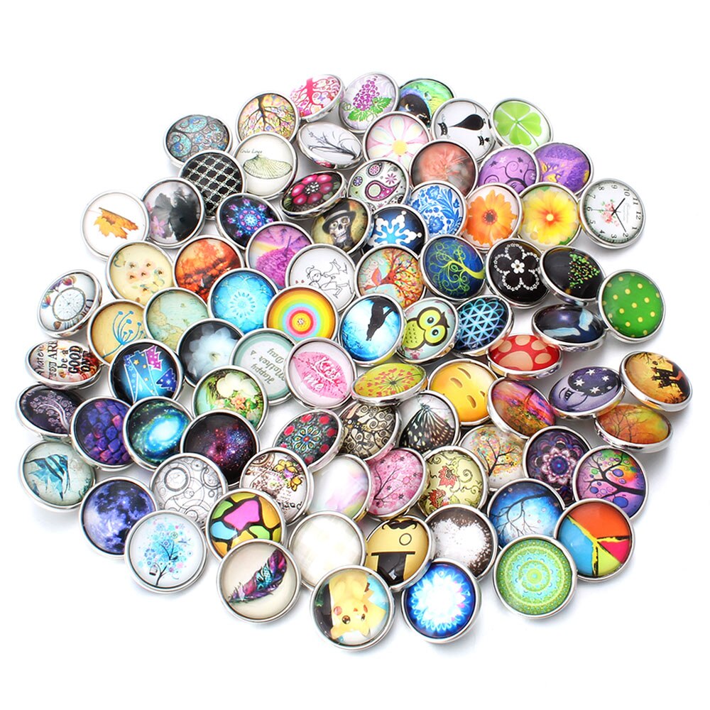 10 pz/lotto all'ingrosso Snap gioielli MIX metallo scatta strass fiore 18mm bottoni a pressione misura in pelle Snap braccialetto del braccialetto: glass