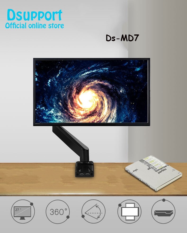 voll-Bewegung Schreibtisch Halterung mit Halterung und Gasfeder für Computermonitoren 13-30 "LED LCD Flachbildfernseher von £ bis zu 22