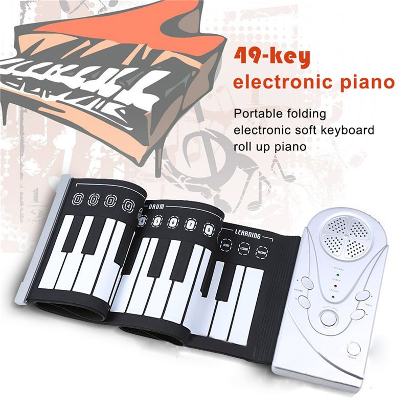 49 teclas, bollo de mano, piano Electrónico, portátil, plegable, teclado electrónico suave, enrolladas al piano: Default Title