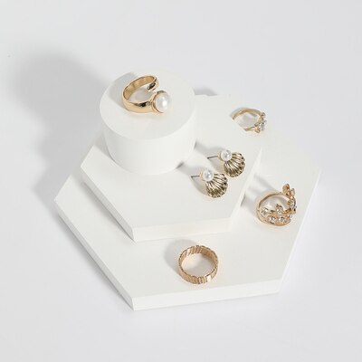 White Gypsum Jewelry Display Blocks Earrings Display Stand Rings Pendant Display Holder: Set Four 3pcs