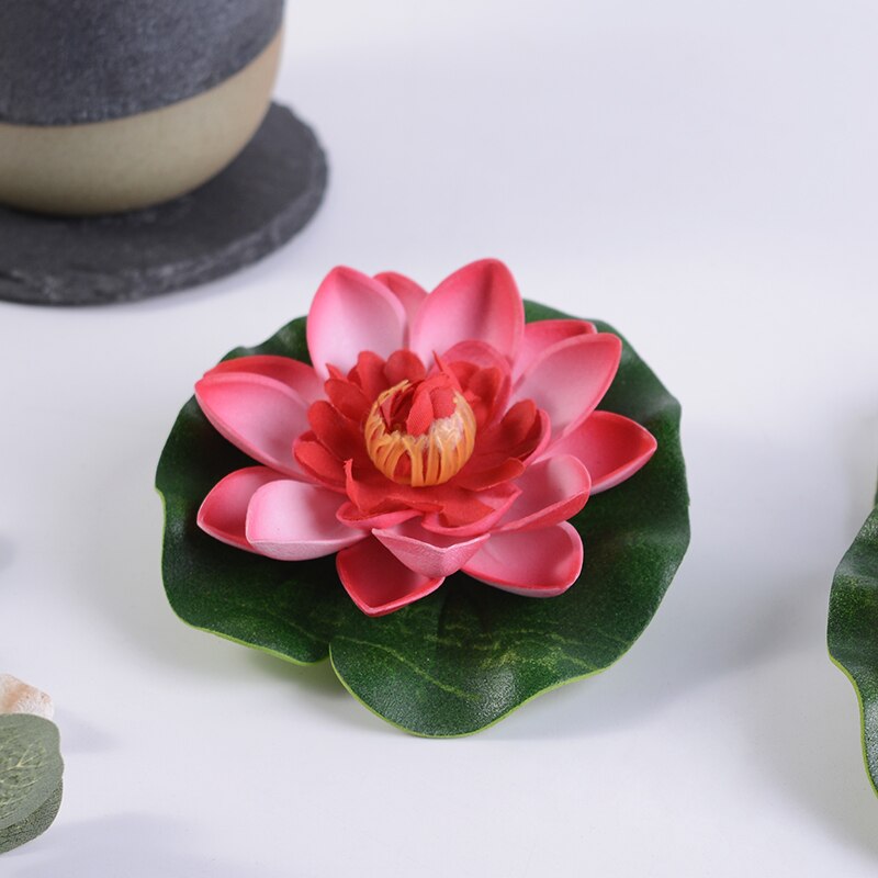 Lotus artificiel en mousse tactile, plantes de piscine flottante, lys blanc, pour jardin de mariage, décoration EVA, 10 Cm, 1 pièce: Rouge