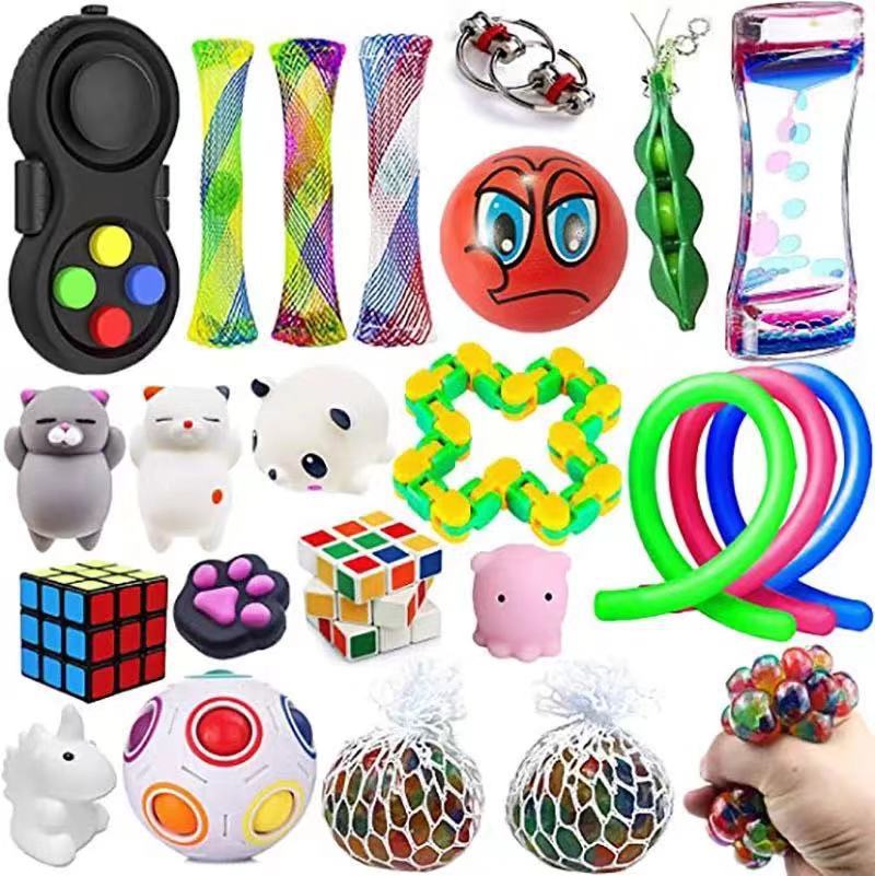 22 Pack Zappeln Spielzeug Stress Relief Spielzeug Autismus Angst Relief Stress Pop Blase Zappeln Sensorischen Dekompression Spielzeug für Kinder Erwachsene: 23PC1