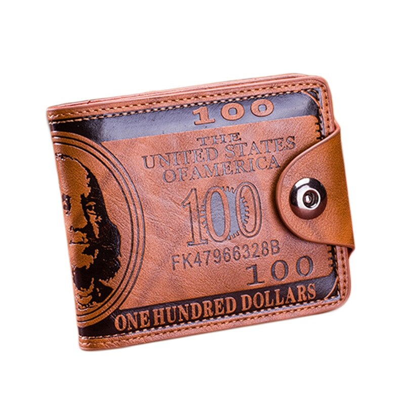 Portefeuilles pour hommes avec 100 US Dollar motif portefeuille homme cuir portefeuille Photo porte-carte grande capacité portefeuille: Brown