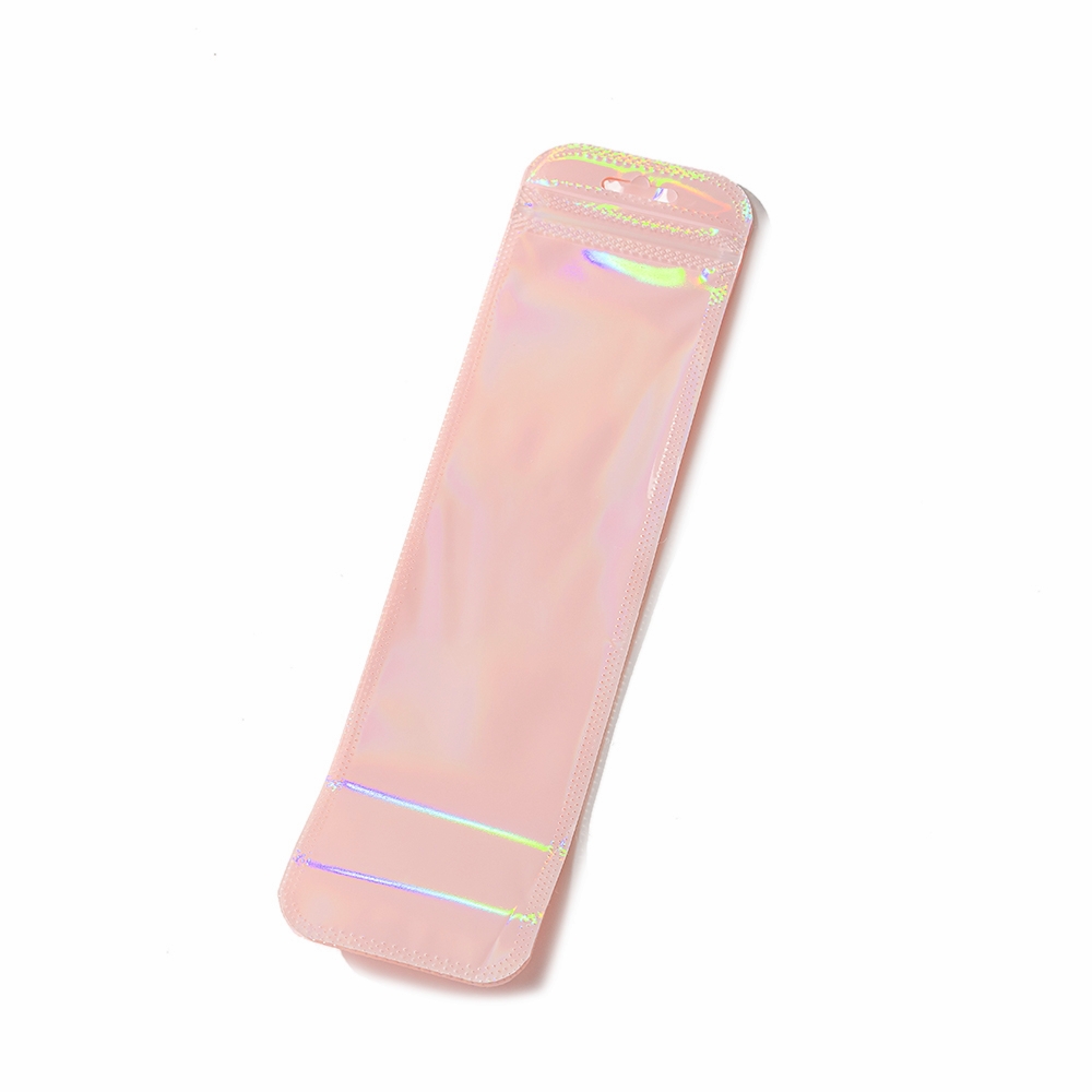 50 Uds. Bolsas holográficas largas de color rosa, bonita bolsa Ziplock para collar, joyería, delineador de ojos, bolígrafos, almacenamiento de embalaje de exhibición para pequeñas empresas: S / Amarillo fluorescente
