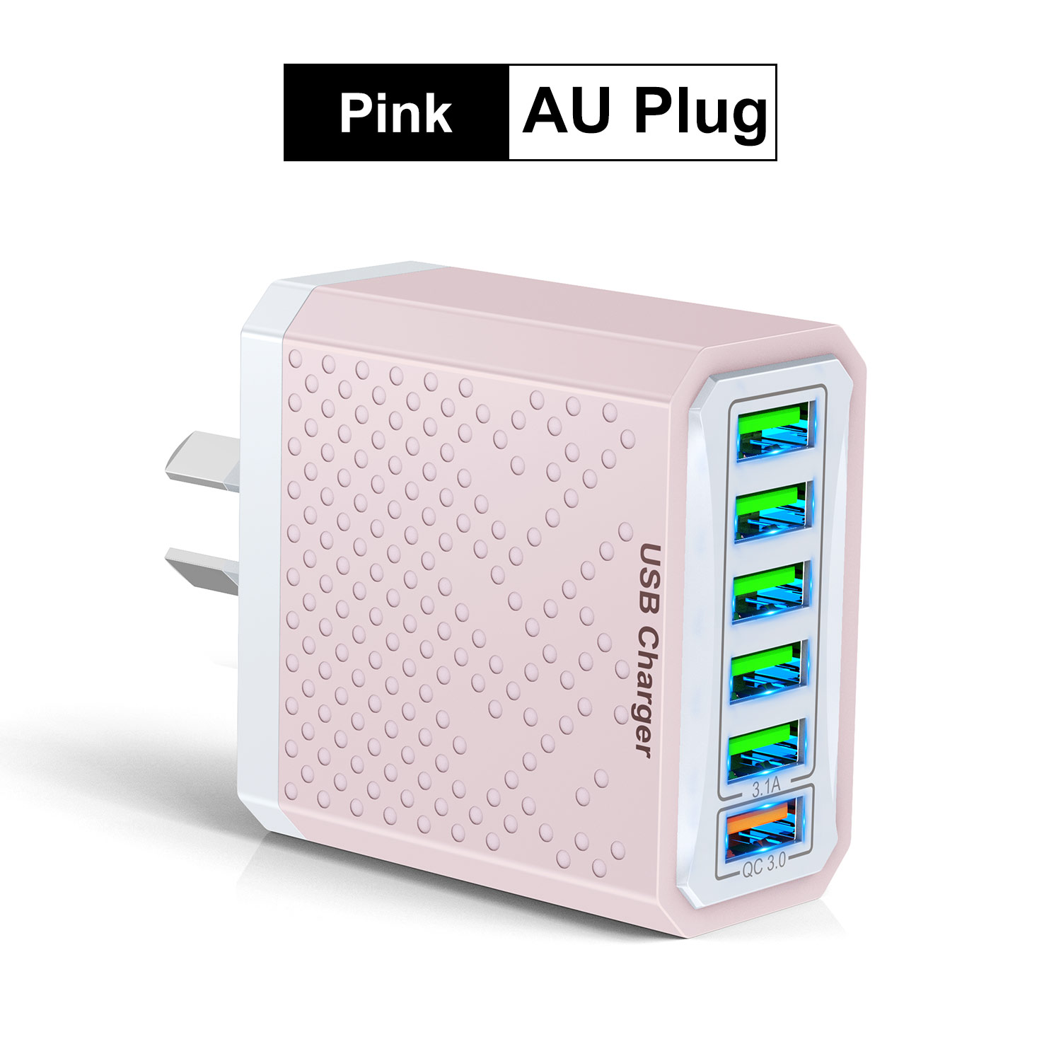 3.1a Roze Usb Snellader 6 In 1 Au Plug Snel Opladen Oplader Voor Australian Zeeland 6 Poorten Multi Oplader Snellader: Br