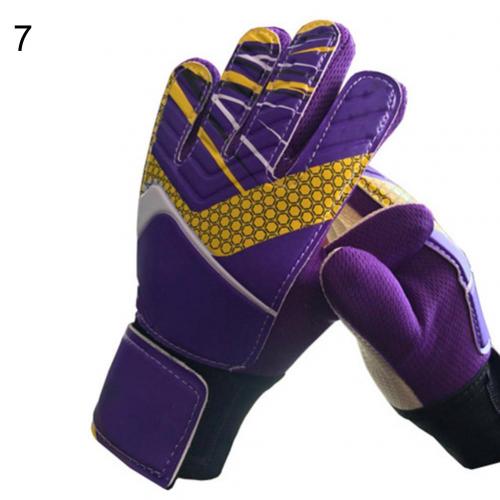 Kids Children Anti-slip Football Soccer Training Goalkeeper Protection Gloves Goalkeeper Protection Gloves: Purple 7