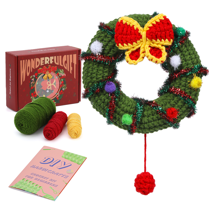 MIUSIE Kit de iniciación de ganchillo navideño, kit completo de tejido artesanal con hilos de ganchos de ganchillo, tutoriales de vídeo para de bricolaje: royal blue