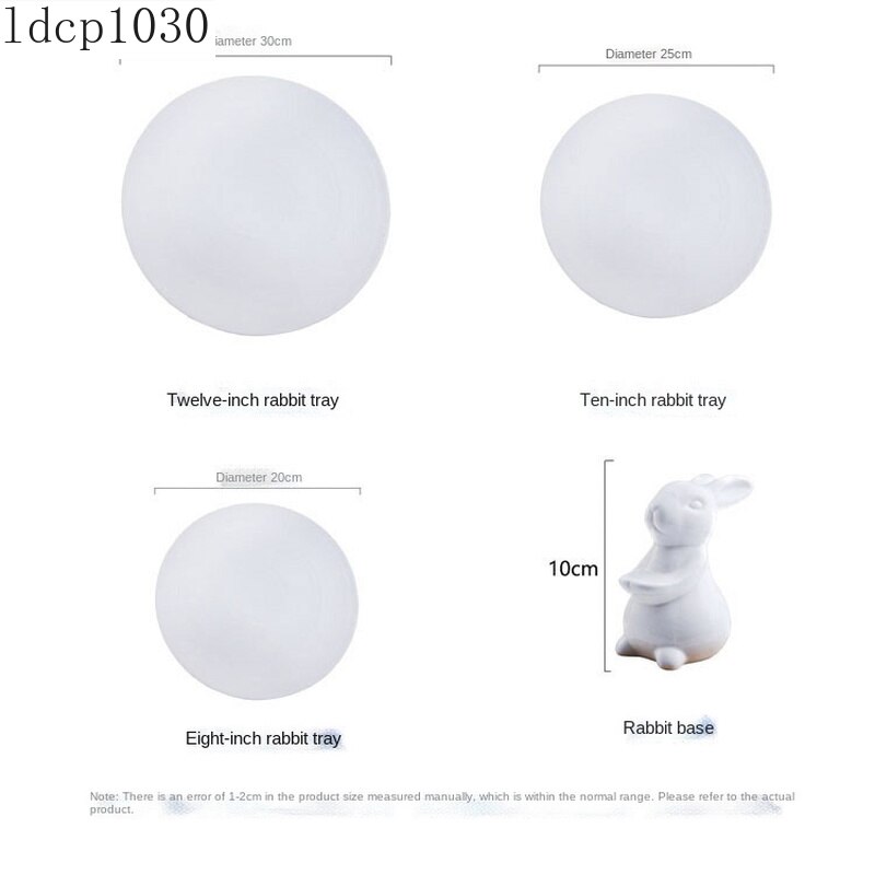 White Porcelain Rabbit Dessert Plate Household Fruit Cake Plate Banquet Tabletop Ceramic Display Plates Cute Animal Rabbit Tray