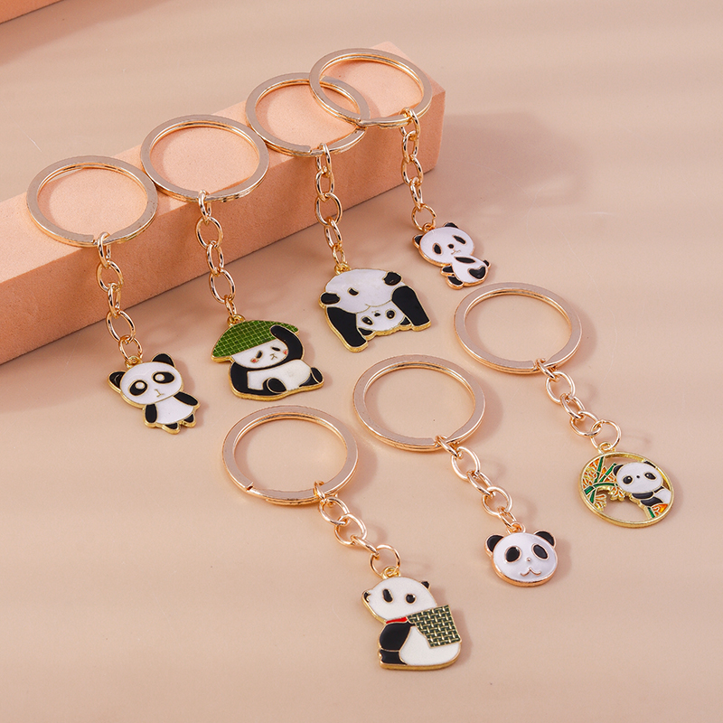 Mooie Email Panda Sleutelhanger Dier Sleutelhanger Voor Mannen Vrouwen Sleutelhanger Handtas Hangers Charme Diy Kid 'S Sieraden
