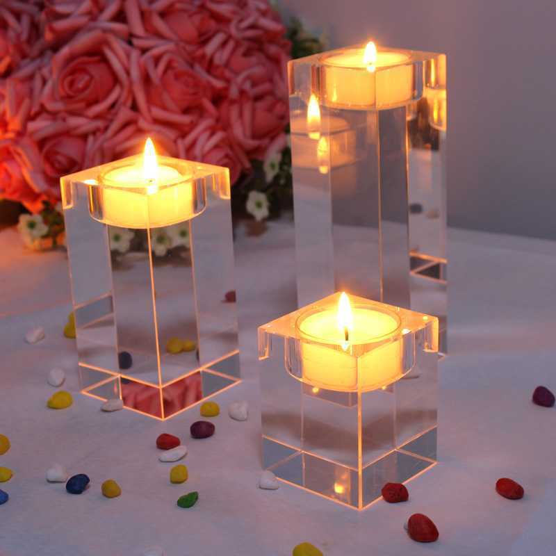 3pcs Tea Light Candles Holder Cylinder Crystal Vas... Grandado