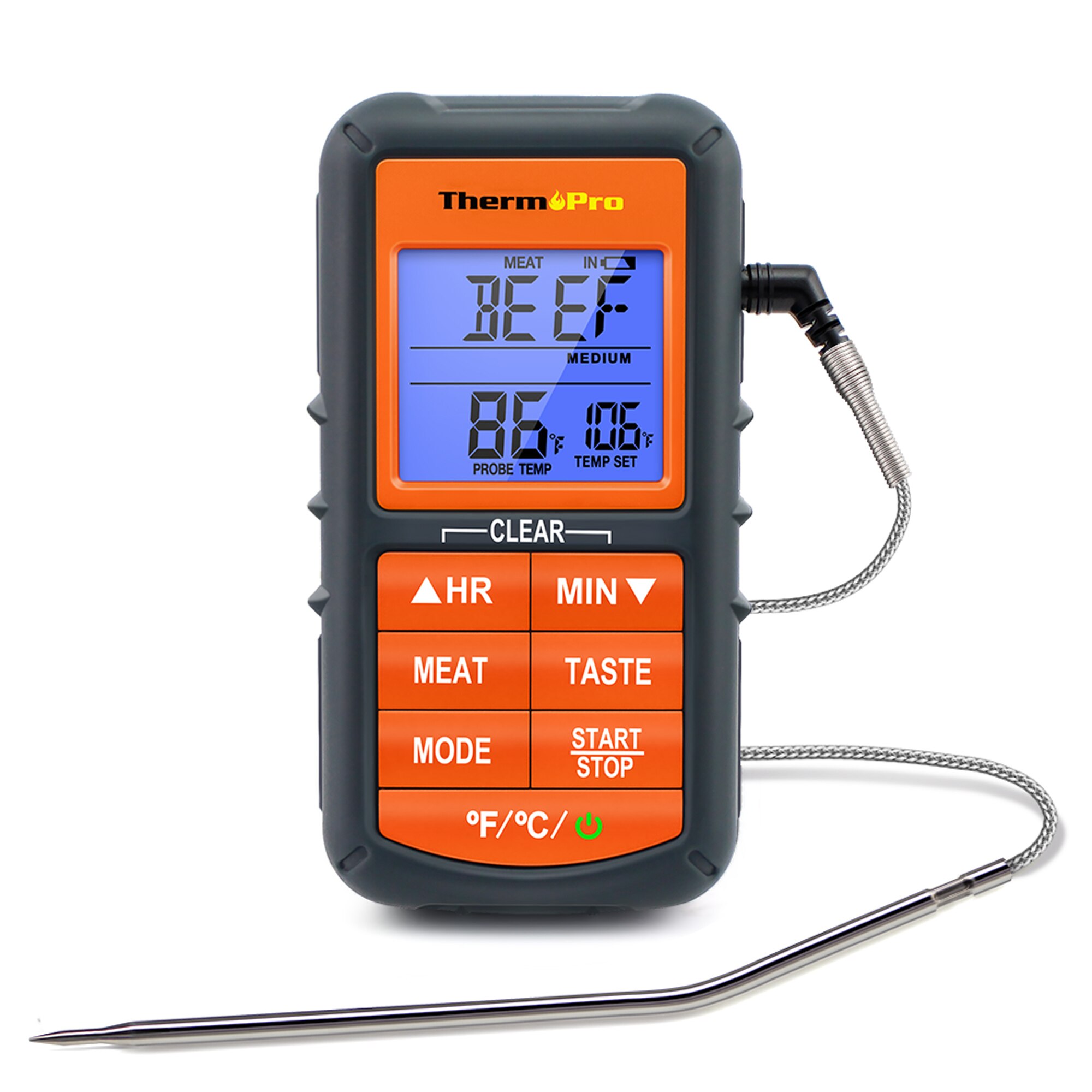 Termómetro Digital Original ThermoPro TP-06S para horno de prueba y asado de alimentos con temporizador para barbacoa, parrilla, carne, cocina, alimentos
