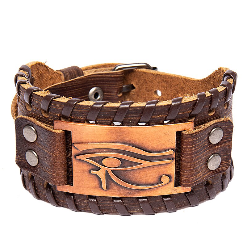Trendy Verstellbar Alte Leder Armband für Männer Auge von Horus Symbol Wicca Amulett Armbänder Vintage Talisman Schmuck