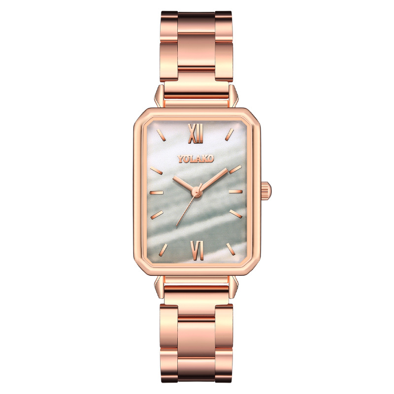 Reloj de pulsera cuadrado verde clásico para mujer, reloj de pulsera pequeño Retro, reloj de cuarzo informal para mujer: Verde