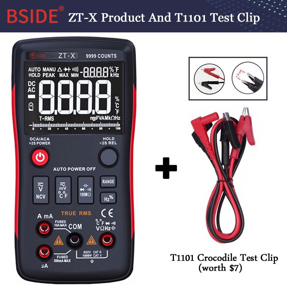 Digitale Multimeter Bside-X 9999 Telt 3-Lijn Triple Display Multimetro Temperatuur Tester Meter Voltmeter Amperemeter RM409B: ZT-X With T1101