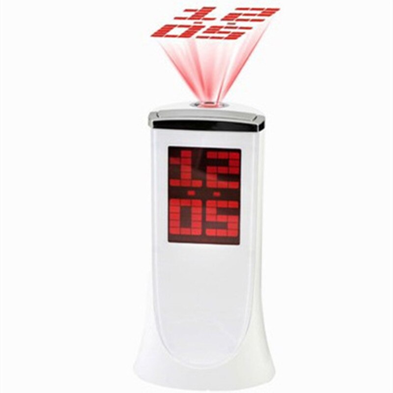 USB Digitale Projektion Wecker nasser Bahnhof Temperatur Schreibtisch Zeit Datum Anzeige Projektor Kalender aufwachen hoch Tisch LED Uhr: Stil G Weiß
