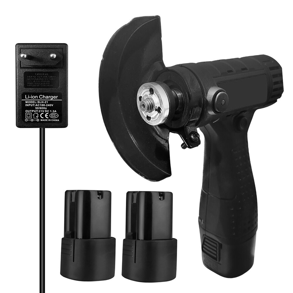 Mini Cordless Angle Grinder Rechargeable 100mm Angle Grinder Inner Outer Flange Nut Set Tools Power With Battery And Chargers: 2 Battery / US