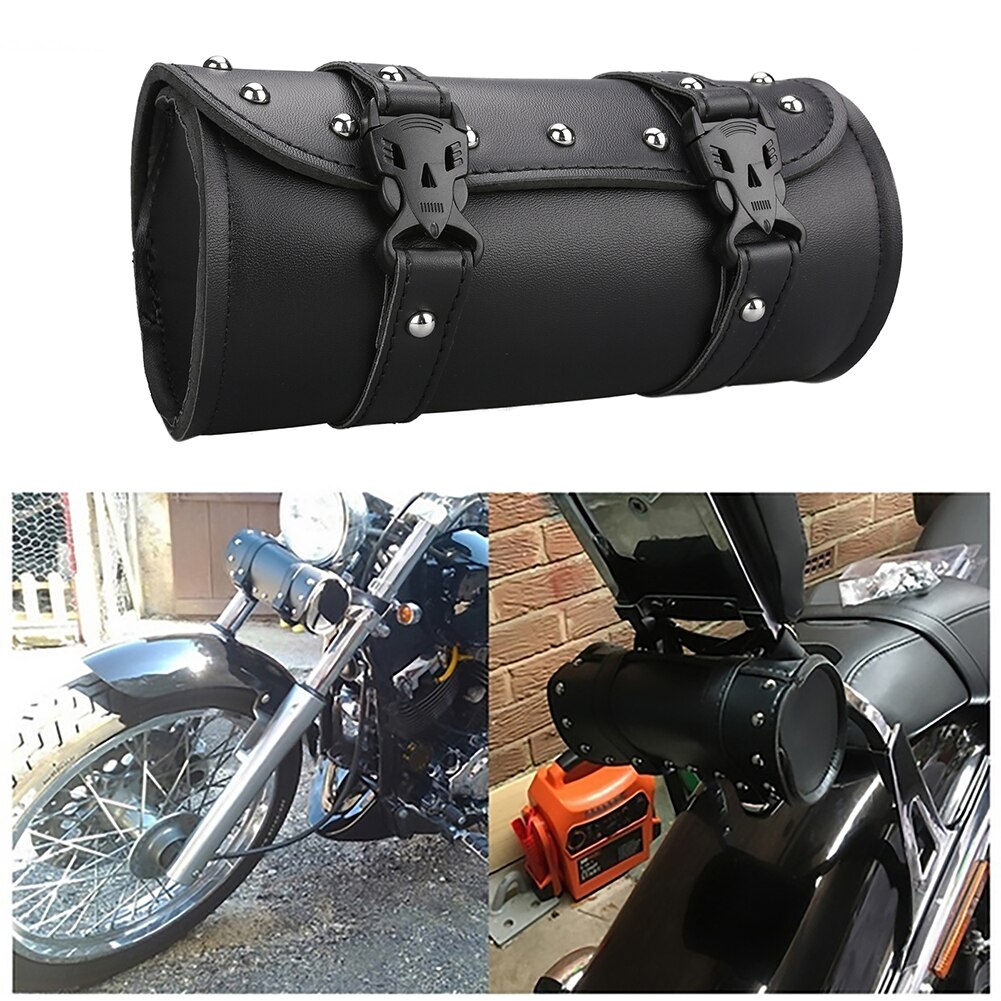 Luxury Waterproof Motorcycle PU Leather Saddle Bags Side Storage Tool Bag Tail Bag Moto Motorbike Luggage Suitcase Bucket Bag