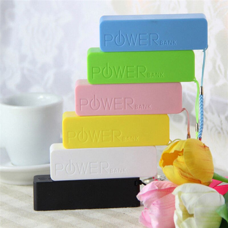 Powerbank Met Sleutelhanger Usb Draagbare 2600 Mah Externe Power Bank Case Pack Doos 18650 Batterij Lader Geen Batterij