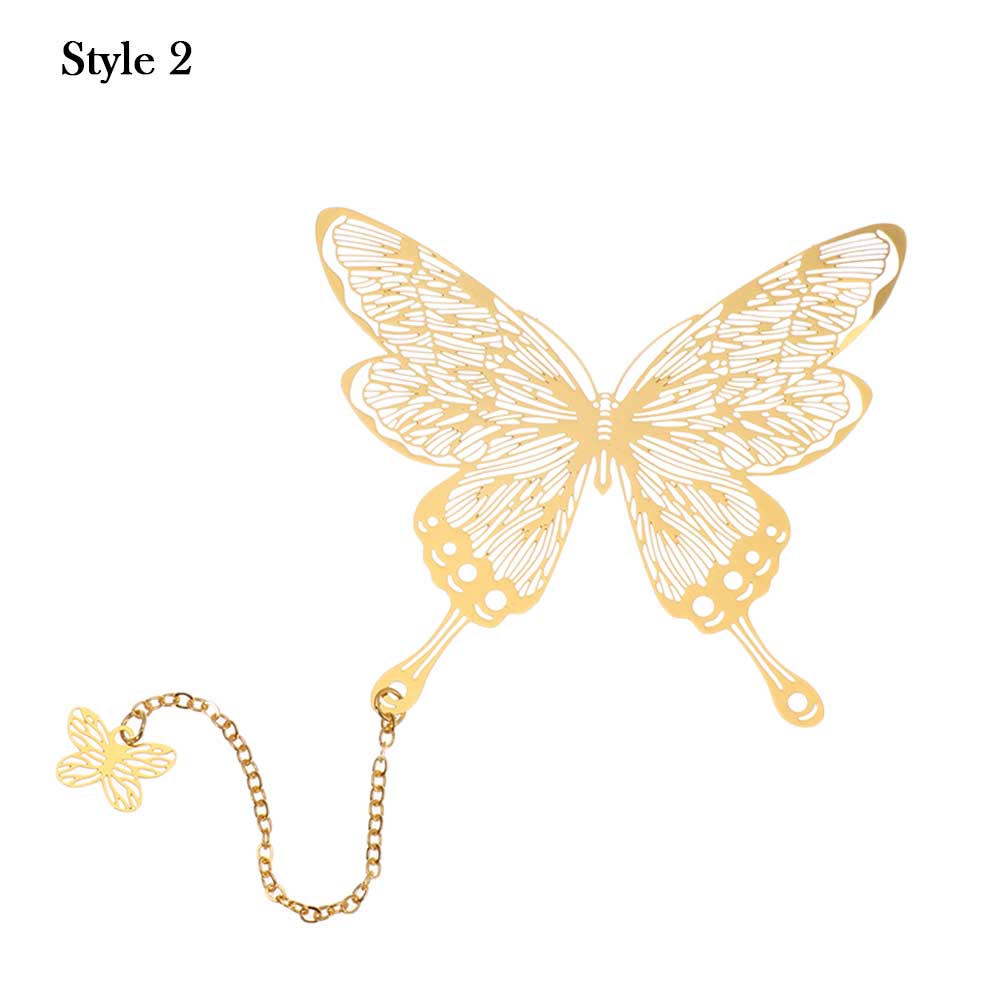 Retro Chinese Style Hollow Gold Metal Bookmark Maple Leaf Vein Fringed Pendant Apricot Leaf Bookmark Stationery: Style 2