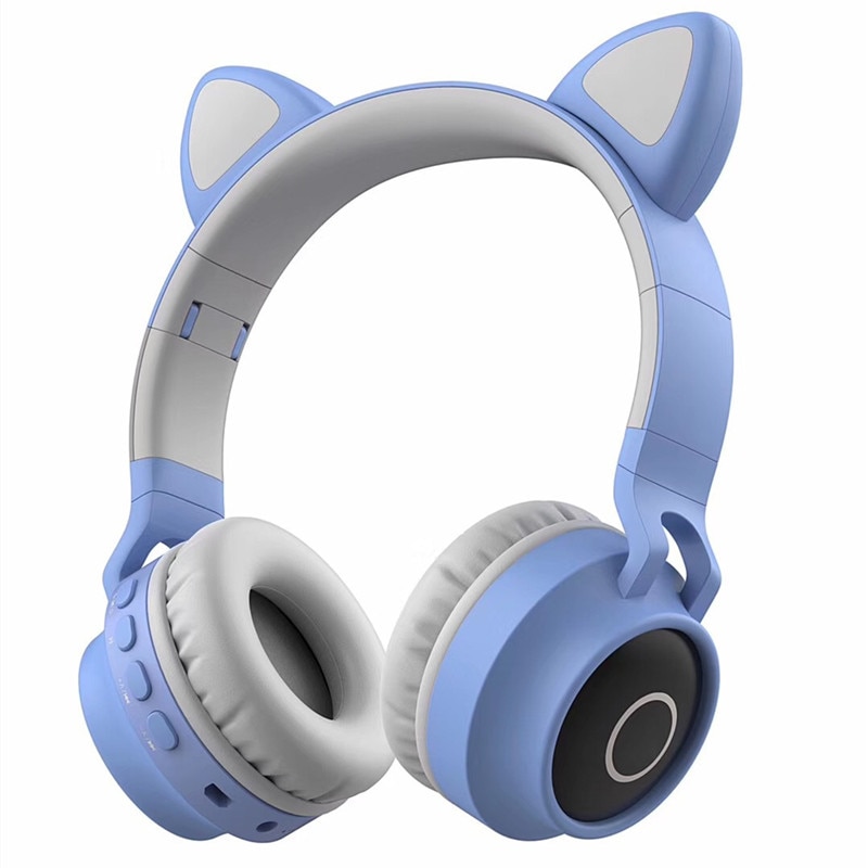 Cute Cat Bluetooth 5.0 Headset Wireless Hifi Music Stereo Bass Headphones LED Light Mobile Phones Girl Daughter Headset For PC