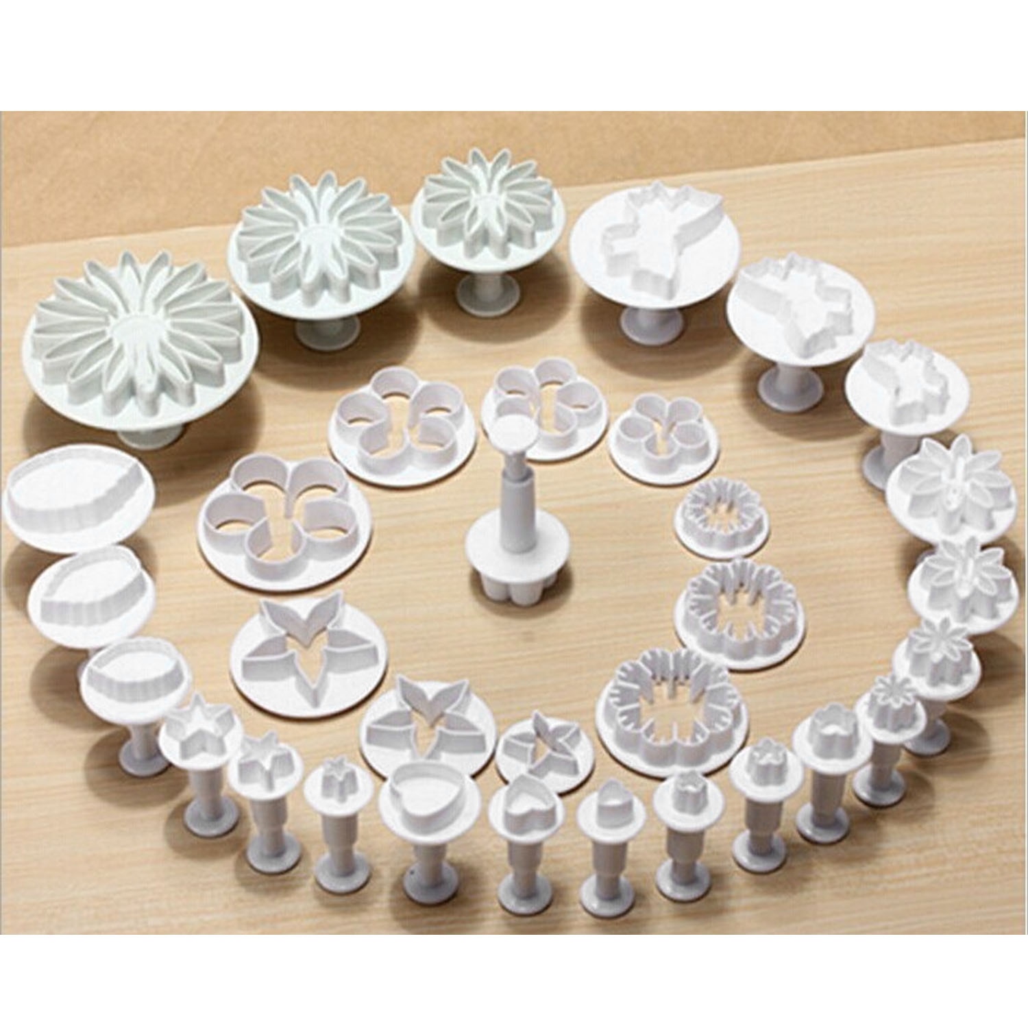 Behokic-cortador de émbolo para Fondant, herramientas de decoración de pasteles, galletas, molde artesanal 3D, juego de flores, 33 piezas