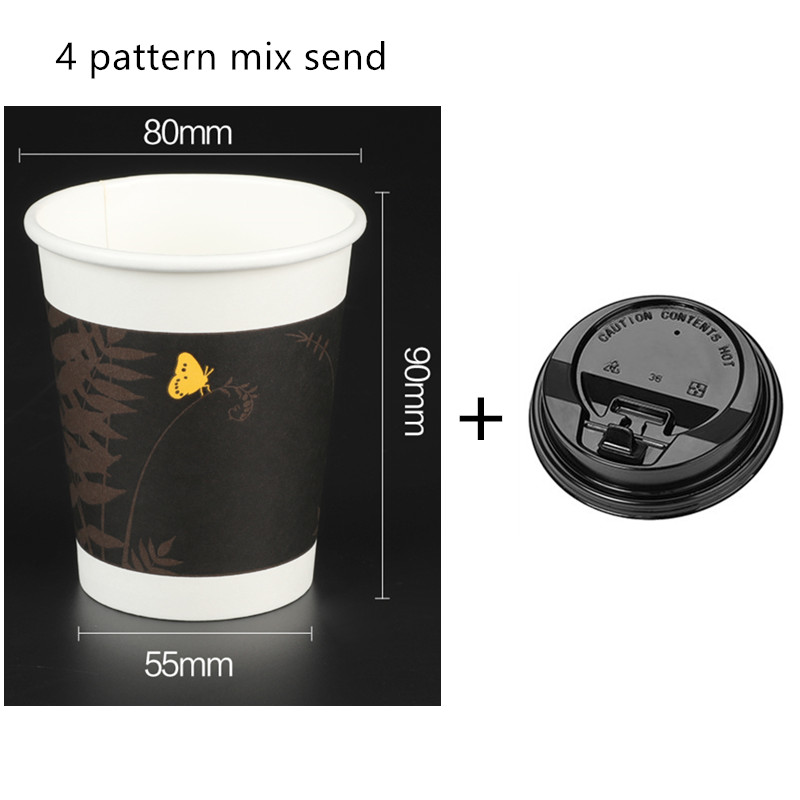 50 stücke Einweg kaffee tasse 8 unzen/12 unzen/16 unzen trinken saft milch tee imbiss verpackung tassen wiht deckel partei hochzeit gunsten papier tasse: cup and lid3