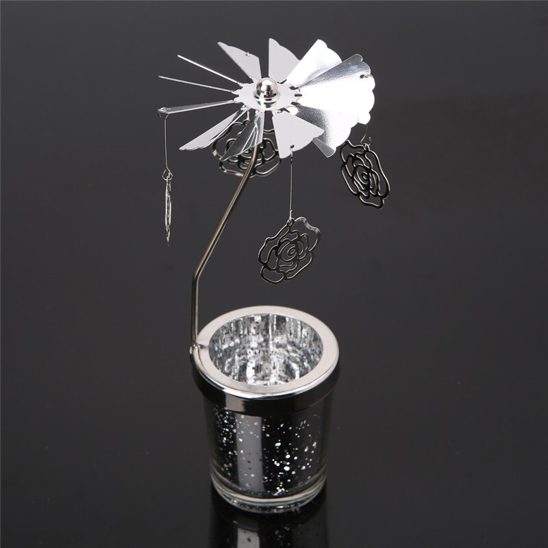 Roterende lysestage fyrfadslys lysestage metal te lysholdere karrusel bryllup hjem fest dekor 10- type  c42: Rose