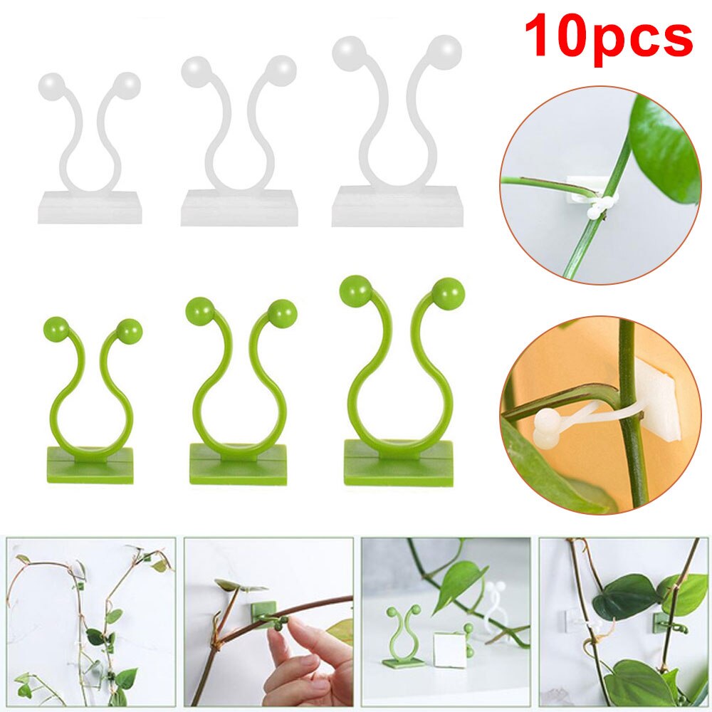 10pcs Invisible Wall Fixture Ties Durable Garden Plant Folder Grow Kits Resin Sticky Hook Holder Self-Adhesive Portable Tree
