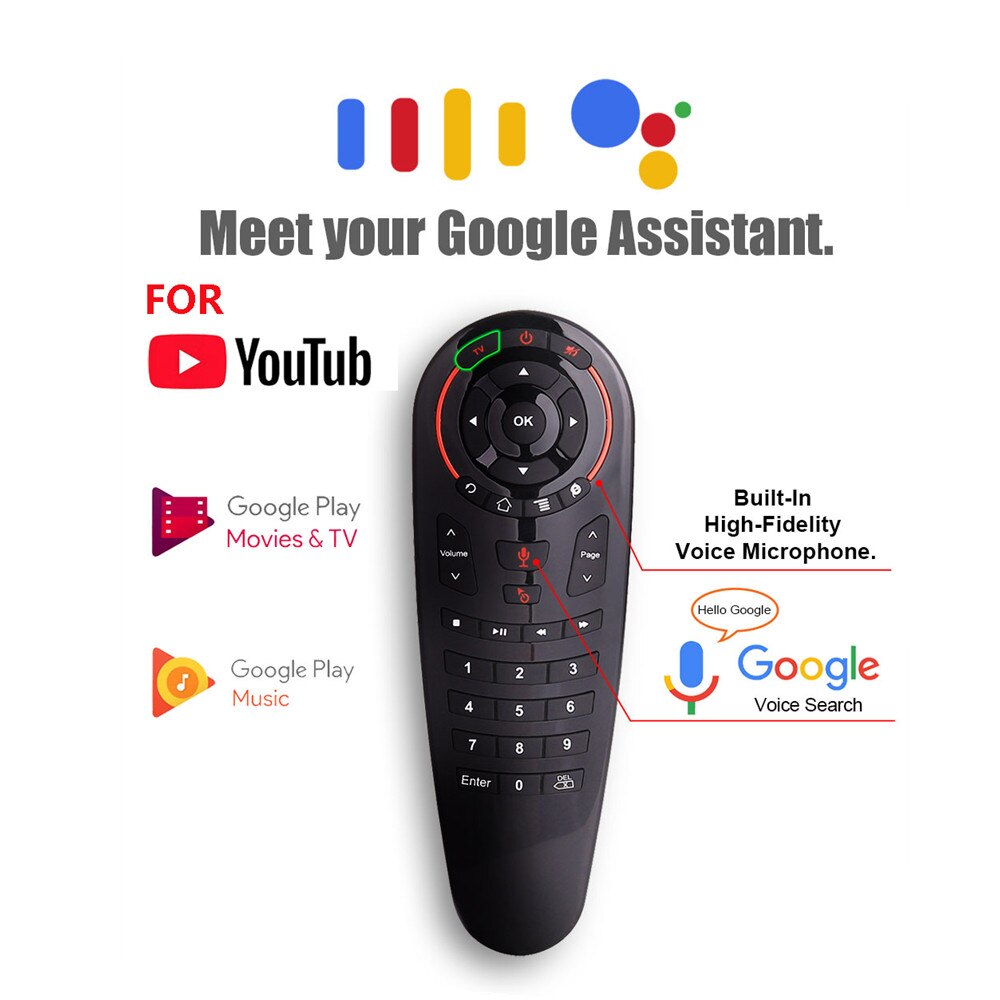 Télécommande g30 voix,  g30s souris aériennes, 2.4g mini claviers sans fil, gyroscope d'apprentissage infrarouge, assistant google pour android tv box pc
