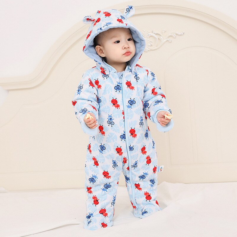 Pasgeboren Baby Jongen Herfst-Winter Fleece Klimmen Kleding 3-12 M Lange Mouwen Baby Meisjes Cartoon Kleding Peuter footies Kleding