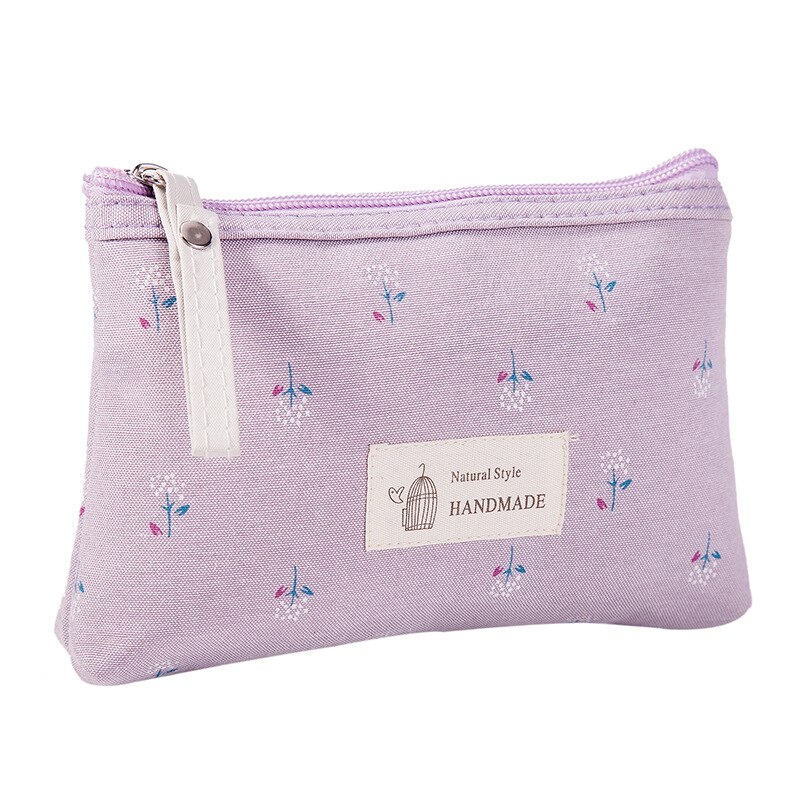 Canvas Vrouwen Make-Up Tas Bloemenprint Toiletartikelen Organizer Rits Zak Reizen Wassen Pouch Cosmetische Bag Vrouwelijke Make Up Tassen: Paars
