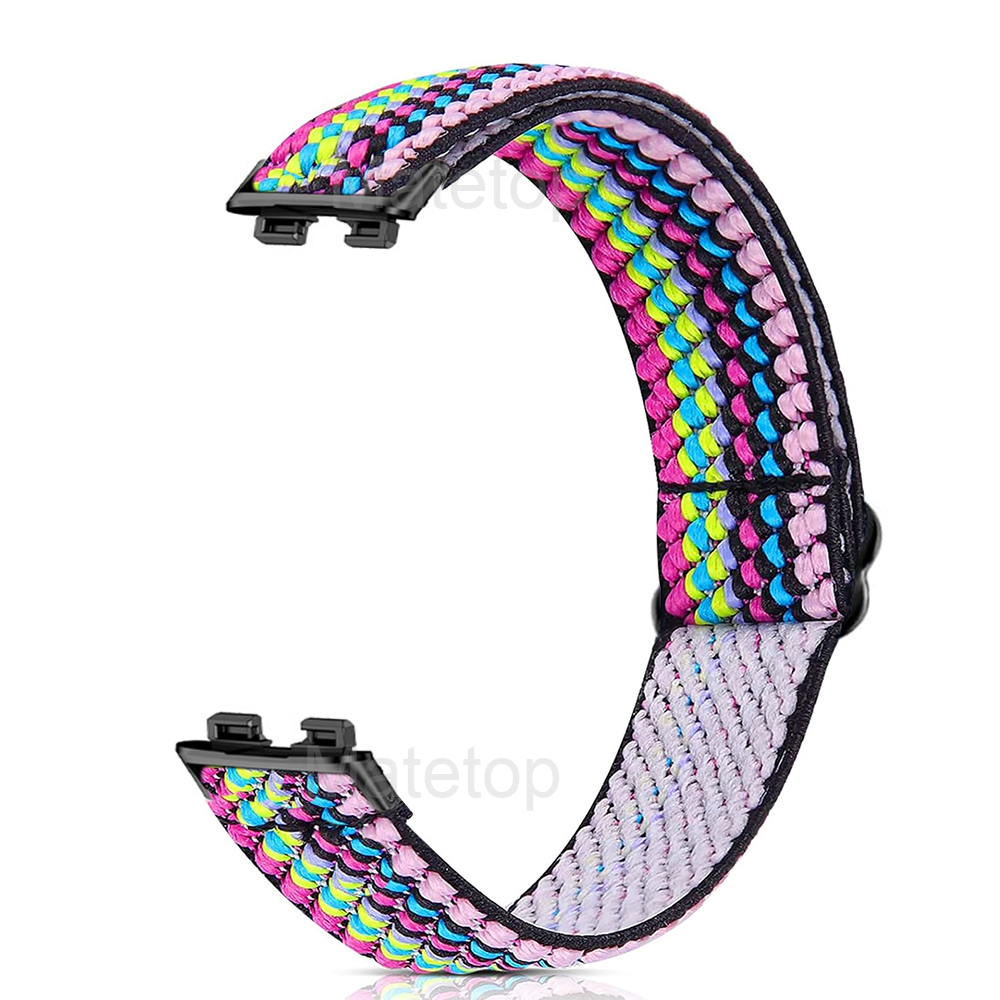 Bracelet élastique en Nylon pour Huawei Band 10 9 8 sport femmes hommes montre Bracelet boucle pour Huawei Band 8 9 10 remplacement: Charbon noir / 12mm