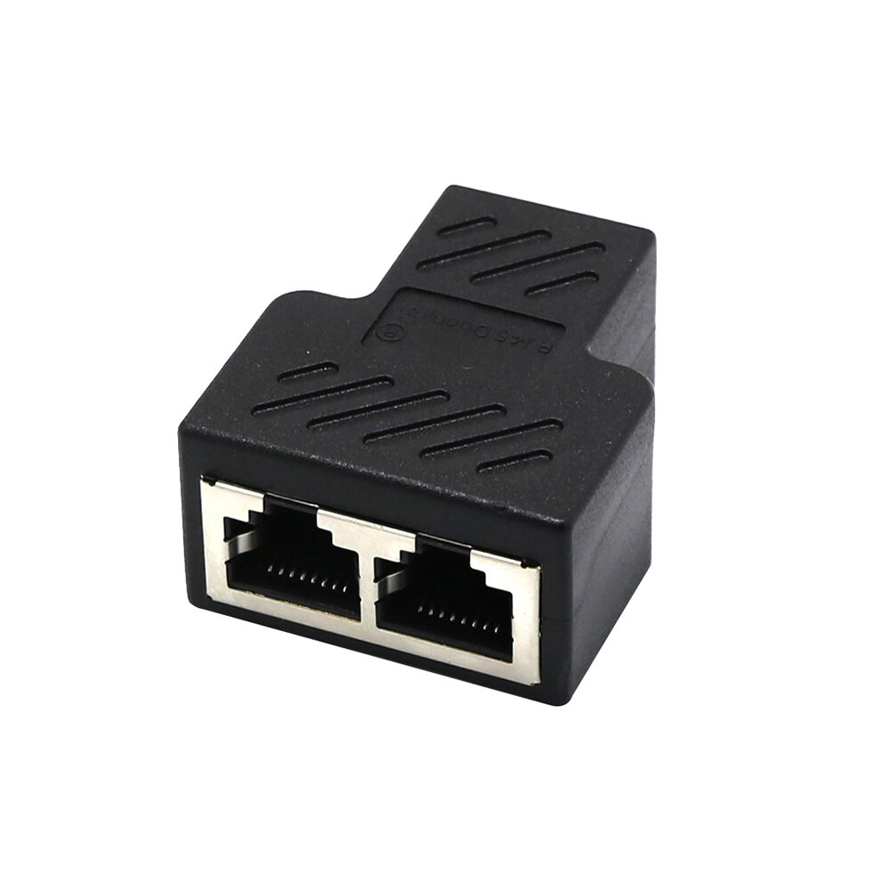 1 to 2 Dual Female Ports CAT5/6/7 RJ45 Splitter LAN Network Internet Adapter 1 to 2 RJ-45 Network Adapter Stable Signal Universa: Black