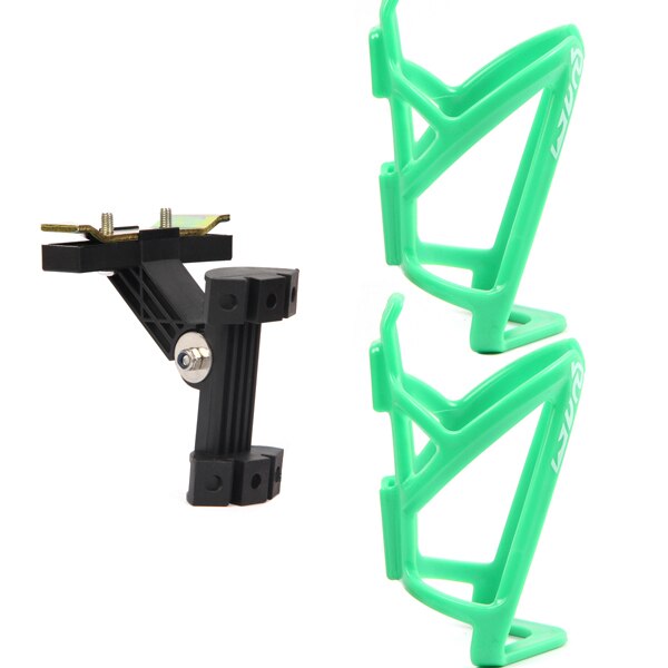 Cykel dobbelt vandflaskeholder buradapter rack cykel sadelholder adapter dobbelt vandflaske tilbage cykelsæde: Sort grøn