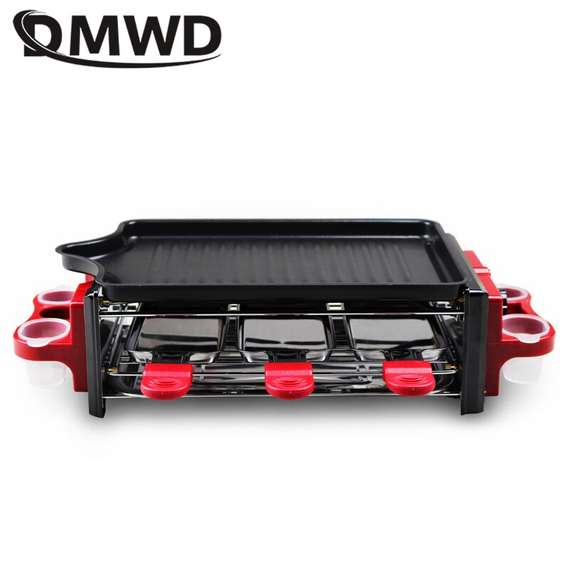 Dmwd Elektrische Grill Pan Indoor Barbecue Plaat Familie Bbq Grill Rvs Oven Non-stick Oppervlak Geribbelde Grill Stijl 1200W