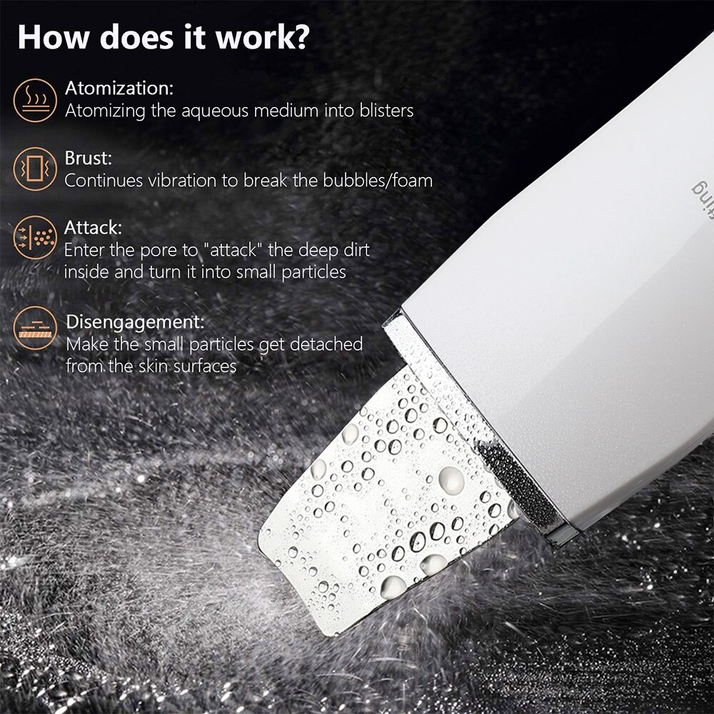 Ultrasonic Skin Scrubber Inductive Atomization Ion Deep Face Cleaning Peeling Face Vibration Remove Pore Blackhead Wrinkles